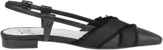 Roberto Festa Milano Zwarte leren slingback platte schoenen - Dames - Ballerinas - Zwart - 37 EU - Leer - Schoenen