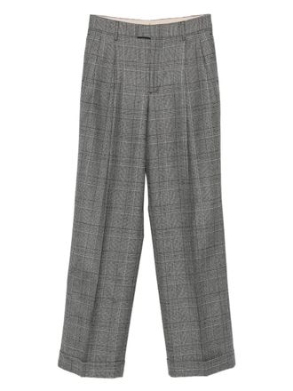 Berwich pleated checked trousers - Black