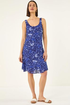 Roman Floral Print Double Layer Dress