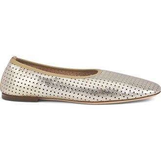 AGL Lucy Perforated Ballet Flat in Platinum Leather at Nordstrom, Size 36.5