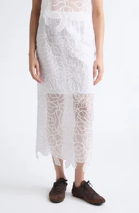 Cecilie Bahnsen Gus Embroidered Bow Organza Skirt in White at Nordstrom, Size 10
