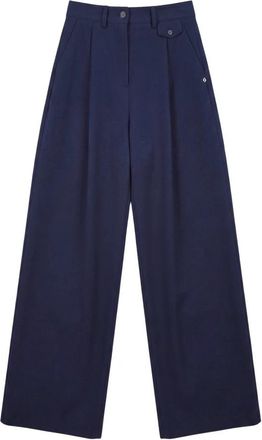 ottod'Ame Wijde Katoenen Broek - Dames - Wijde Broeken - Blauw - 2XS - Katoen - Broeken
