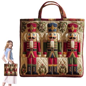 Generic Quilted Tote Bag, Embroidery Floral Animal Patchwork Bags, Boho Tote Bags for Women, Large Capacity Canvas Totes, Suitable for Office, Shopping, Appoi