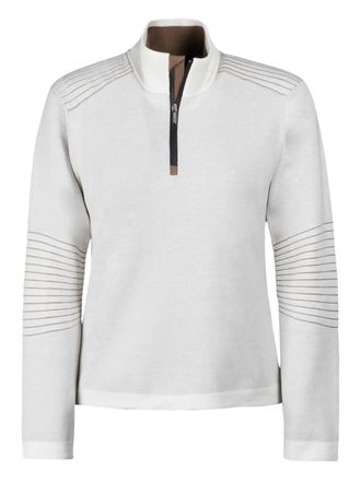 Moorer Stria half-zip sweater - White