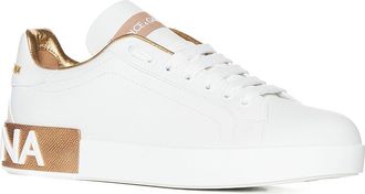 Dolce & Gabbana Womens Sneakers Portofino White Calfskin Calf Leather Trainers