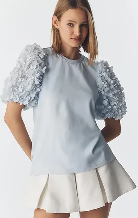 English Factory Textured Puff-Sleeve Top