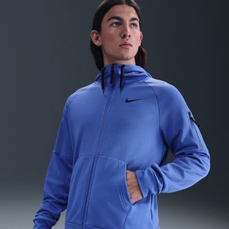 Nike Mens Nike Therma Therma-FIT Full-Zip Fitness Top in Blue | DQ4830-411