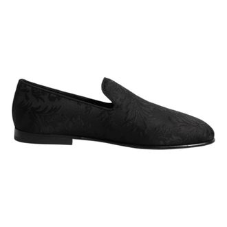 Dolce & Gabbana Zwarte Bloemen Brokaat Loafers Heren Schoenen - Heren - Loafers - Zwart - 41 EU - Katoen - Schoenen