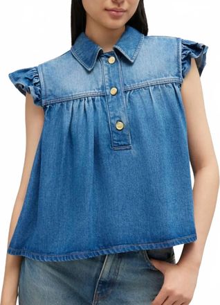 Ganni Light Weight Denim Top In Tint Wash