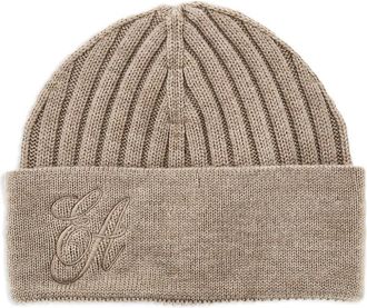 Emporio Armani Berretto a coste con ricamo - Toni neutri