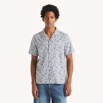 Nautica Mens Printed Short-Sleeve Camp Shirt