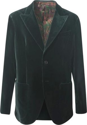 Etro Giacca monopetto in velluto di cotone elasticizzato - - Suits - Uomo - Verde - L