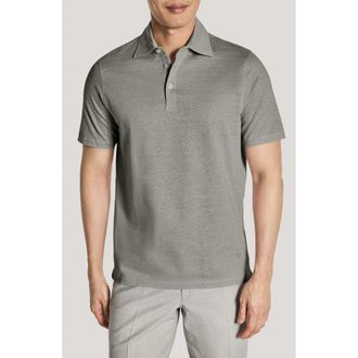 Jack Victor Davis Cotton & Linen Polo in Dark Olive at Nordstrom, Size Xx-Large