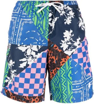 Marcelo Burlon Mix & Match Patchwork Swim Shorts