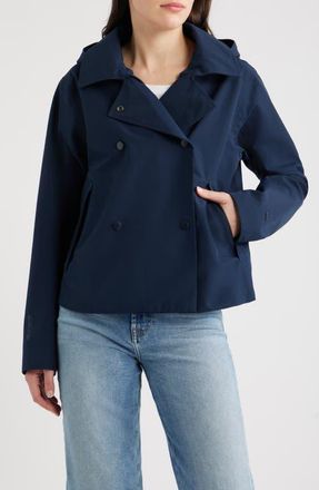 Helly Hansen Avenue Waterproof Short Trench Coat in 597 Navy at Nordstrom, Size X-Large