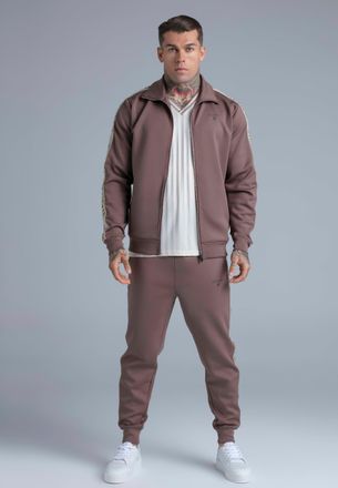 Siksilk Mens Brown Track Top and Jogger Set XL