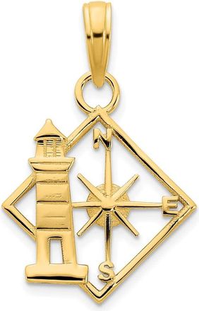 Diamond2Deal 14k Yellow Gold Lighthouse Compass Pendant
