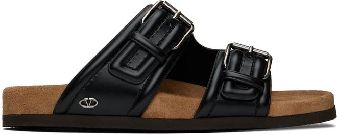 Valentino Garavani★ブラックカーフスキン Fussfriend スライド Valentino Garavani Black Fussfriend Calfskin Slides from