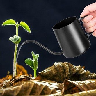 No Brand Regadera Para Plantas De Interior, 250 Ml, Negra, Mini Regadera, Acero Inoxidable, Boquilla Larga, Regadera Para Plantas De Interior, Suculentas