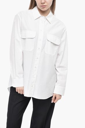 Nellie Partow Camicia Sahariana in Popeline Partow