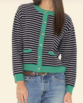 Xirena Lillian Cardigan Sweater In Navy Stripe