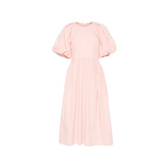 Stine Goya 2522 Midweight Katoenen Broderie Jurk tot op de knie - Dames - Casual kleedjes - Roze - XS - Katoen - Kleedjes