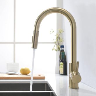 OEM Grifo De Cocina Color Oro Cepillado Con Rociador Extra&iacute;ble, Mezclador Giratorio De 360&deg; Para Fregadero De Cocina