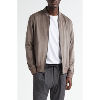 Herno Faux Suede Bomber Jacket in Taupe at Nordstrom, Size 36 Us