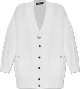 Fabiana Filippi Wol Cardigan Met Zakken - Dames - Vesten - Wit - XS - Wol - Truien & Vesten