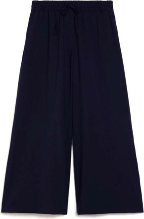 Max Mara Blauwe Wijde Pijp Broek van Wol - Dames - Wijde Broeken - Blauw - M - Wol - Broeken