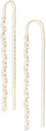 Nordstrom Rack Demi Fine Faux Pearl Threader Earrings in White- Gold at Nordstrom Rack