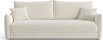 Sia Home Sof&aacute; cama 3 plazas terciopelo texturizado crema 213 cm