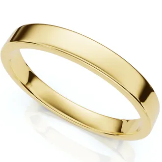Pompeii3 3mm Flat High Polished Wedding Band 14K Rose Gold Size Selectable