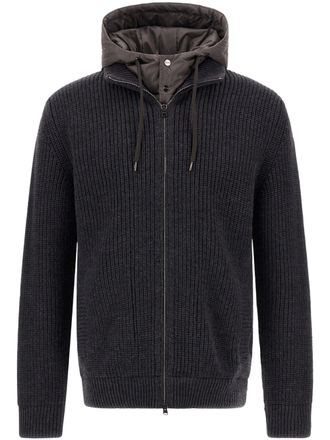 Herno Chunky Knit Padded Hooded Zip-Through Knit
