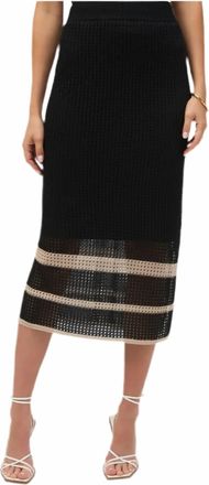 Joseph Ribkoff Knit Open Stitch Stripe Skirt In Black