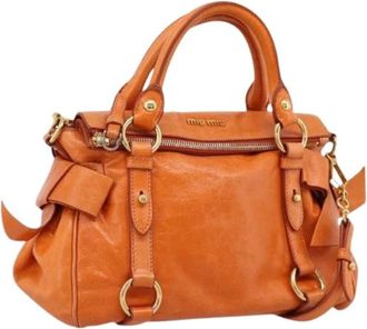 Miu Miu Pre-owned Hand Bag - Dames - Vintage Handtas - Oranje - ONE Size - Leer - Vintage