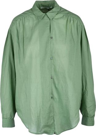 Pomandere Camicia Garzata - Dames - Overhemden - Groen - 2XS - Katoen - Overhemden