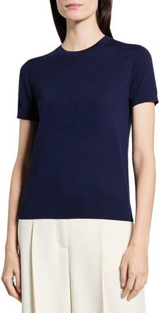 Theory Regal Short Sleeve Wool Sweater in Deep Navy at Nordstrom, Size Xx-Large