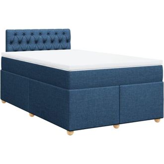 vidaXL Cama Box Spring Con Colch&oacute;n Tela Azul 120x200 Cm Vidaxl