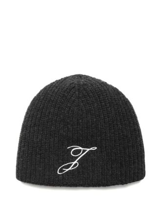 Jacquemus Dark Grey Embroidered Beanie Hat