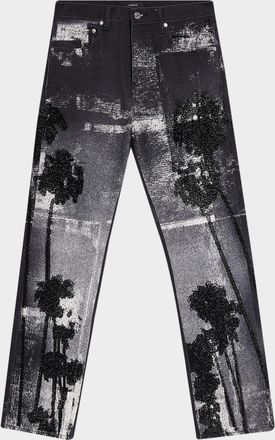 Purple Men & apos;s P011 Beaded Palms Straight-Leg Jeans