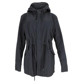 HUGO BOSS Pre-owned Womens by Hooded Parka Jacket in Black Cotton - Size EU 46 (Womens)