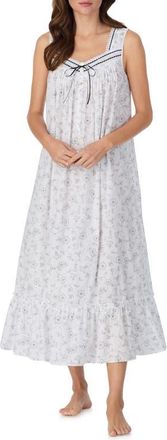 Eileen West Ballet Sleeveless Cotton Nightgown in White/Print at Nordstrom, Size Xx-Small