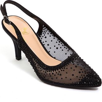 Lady Couture Lola Embellished Pointed Toe Slingback Pump in Black at Nordstrom Rack, Size 10