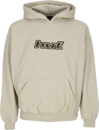 HUF Logo Applique Hooded Fleece Sweater - Heren - Hoodies - Beige - M - Katoen - Hoodies & sweatvesten