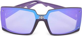 Balenciaga 2020s spiegelende zonnebril met vierkant montuur - Paars