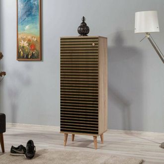 Dmora Zapatero Cebalrai, Zapatero, Armario De Entrada Multiusos, Zapatero, 50x38h135 Cm, Roble, Con Embalaje Reforzado - Dmora