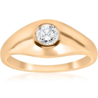 Pompeii3 1/2Ct Mens Solitaire Diamond Solitaire Engagement Wedding Ring Gold Lab Grown Size Selectable