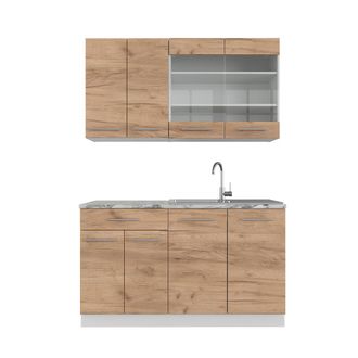 Vicco Cocina Para Solteros Fame-line, Oro Potencia Roble/blanco, 140 Cm Sin Encimera