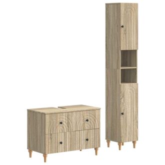 vidaXL Juego De Gabinete De Ba&ntilde;o De 2 Piezas Alkmaar Roble Sonoma Vidaxl